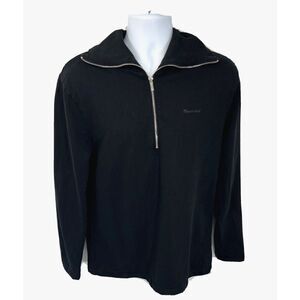 Moncrief Mens Black Sweathirt Size Large 1/2 Zip wide Collar Tall Neck Rare